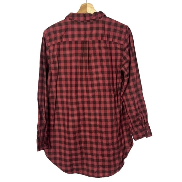 Garnet Hill Red Plaid Flannel Long Sleeve Mini Dress 8 - Picture 2 of 3